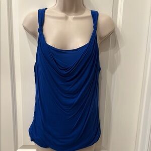 White House Black Market Blue Ruched Tank Top